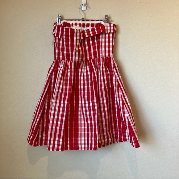 NWT Vineyard Vines Gingham Strapless Dress in Tomato Check - Picture 4 of 5
